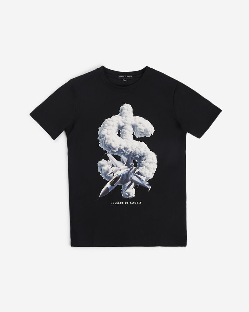 STREETZ IS WATCHIN Kids' Dollar Sign Clus Airplane Tee SIWBOYS7006-BLK Black 1