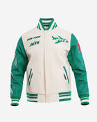 PRO STANDARD New York Jets Retro Classic Rib Wool Varsity Jacket FNJ643581-EKG cream 1