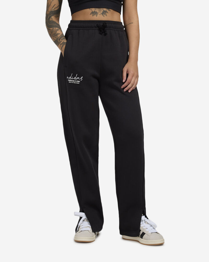 adidas Signature Graphic Embroidery Fleece Straight Leg Pant IY1470 Black 1