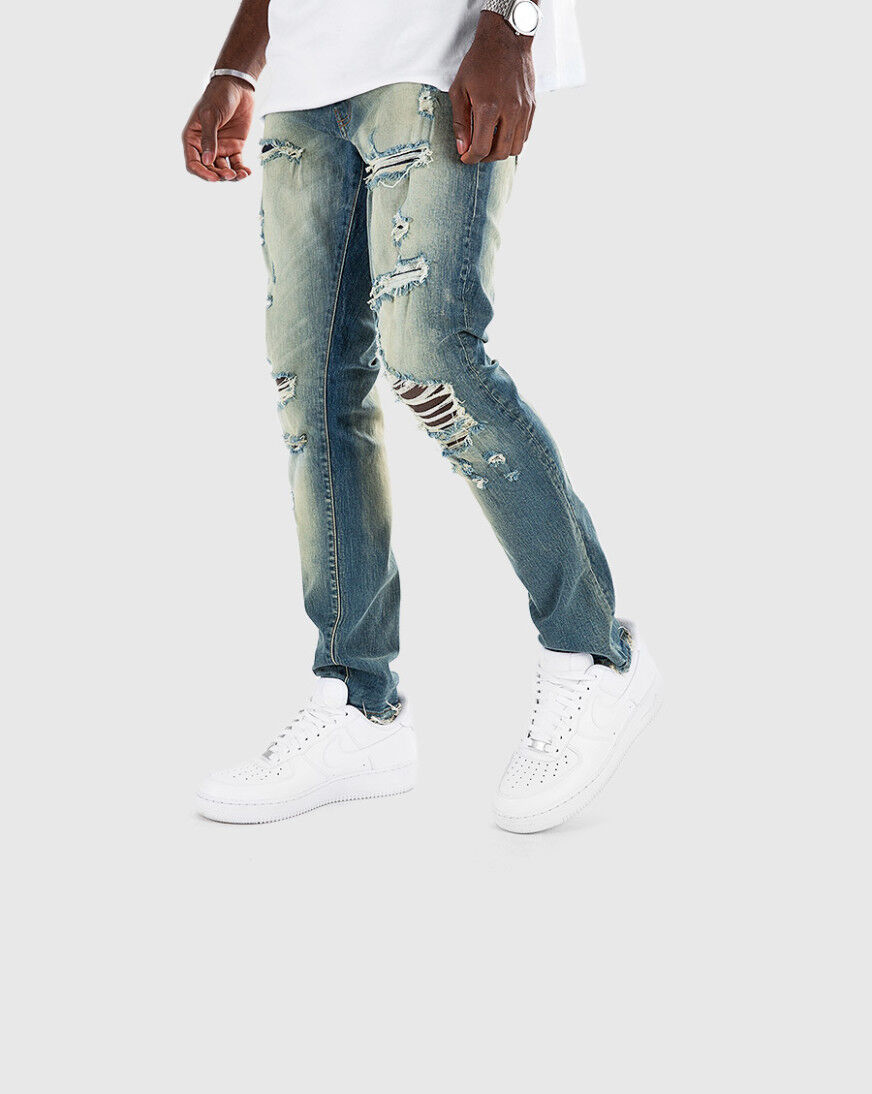 men's rip and repair skinny jeans