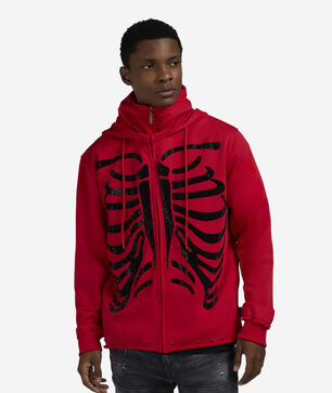 Skeleton Full Zip Up Mask Hoodie
