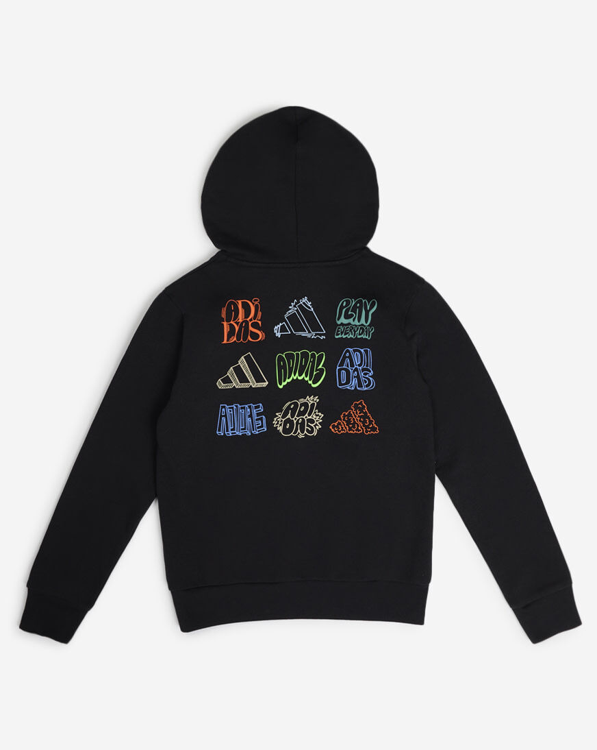 Shop adidas Boys' Puff Multi Logo Back Hit Fleece Hoodie AA10721