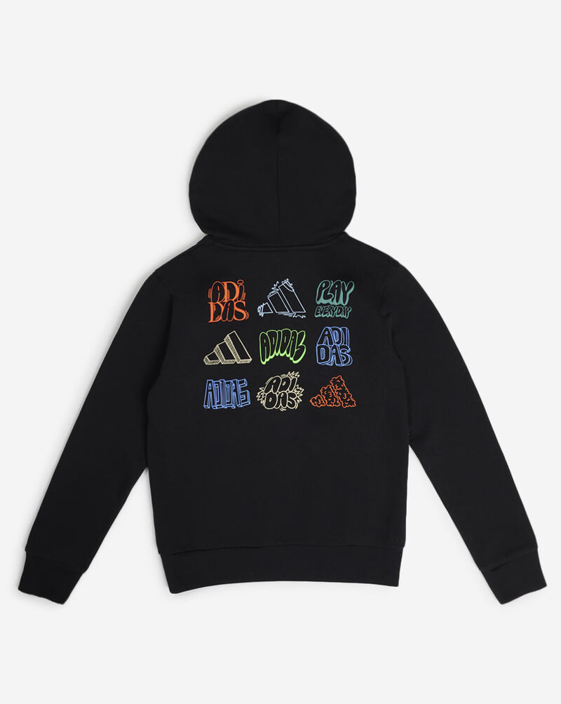 adidas Boys' Puff Multi Logo Back Hit Fleece Hoodie AA10721-AK04 Black 2