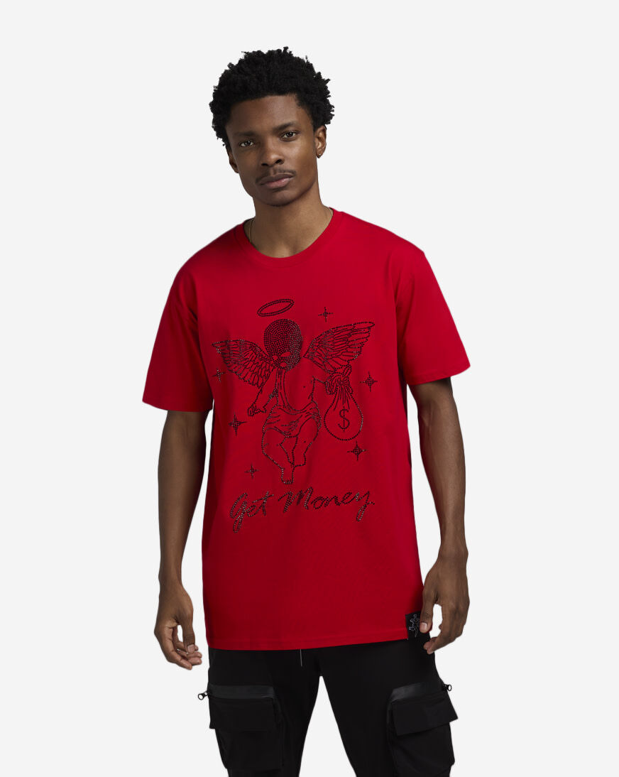Shop Hasta Muerte Stars Get Money Rhinestone Tee HMANGLSTNE-RED