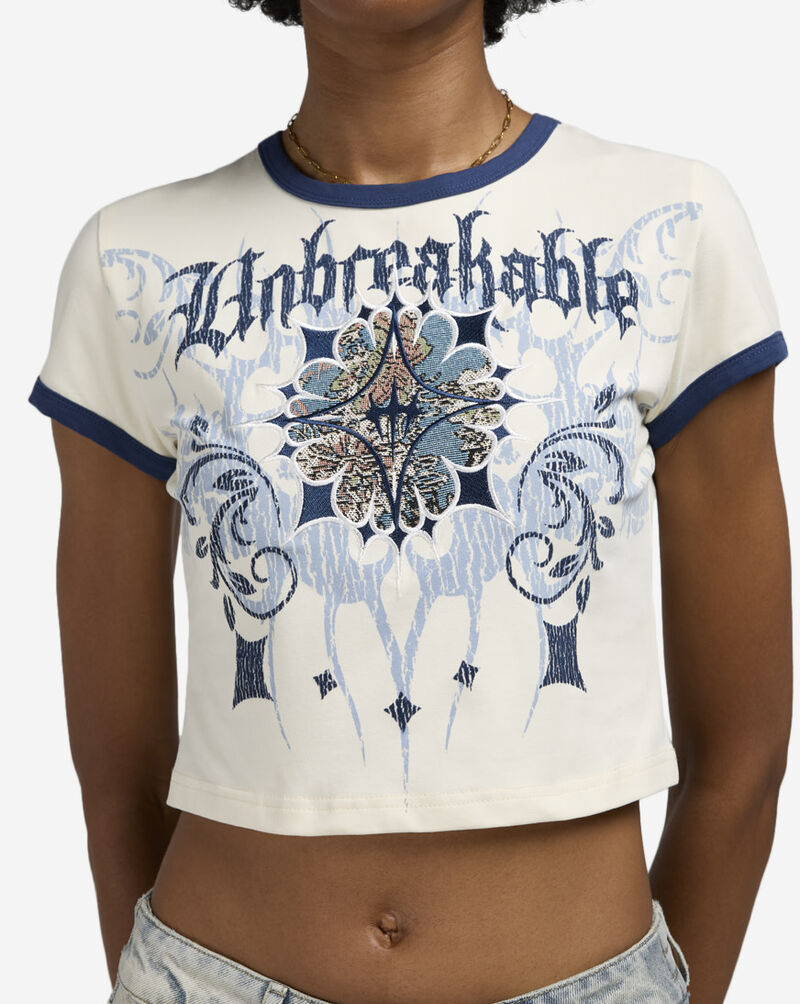 Smoke Rise Cropped Tapestry Ringer Tee NT25703SNZ-CN cream 3