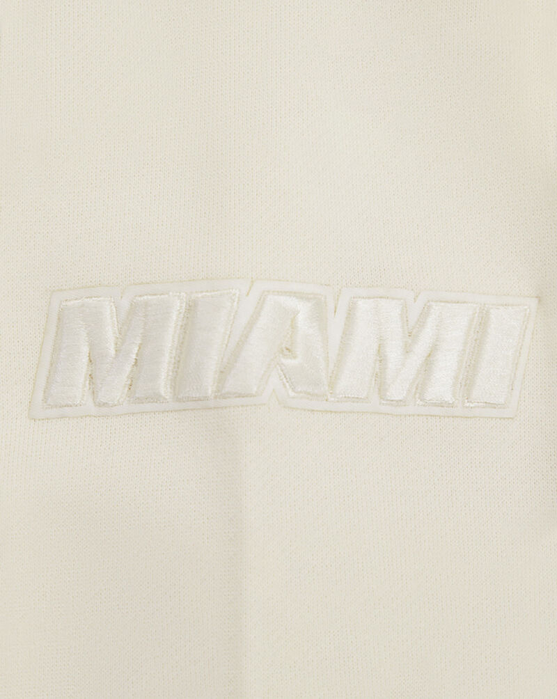 PRO STANDARD Miami Heat Neutral Drop Shoulder Fleece Pull Over Hoodie BMH558734-EGG cream 4