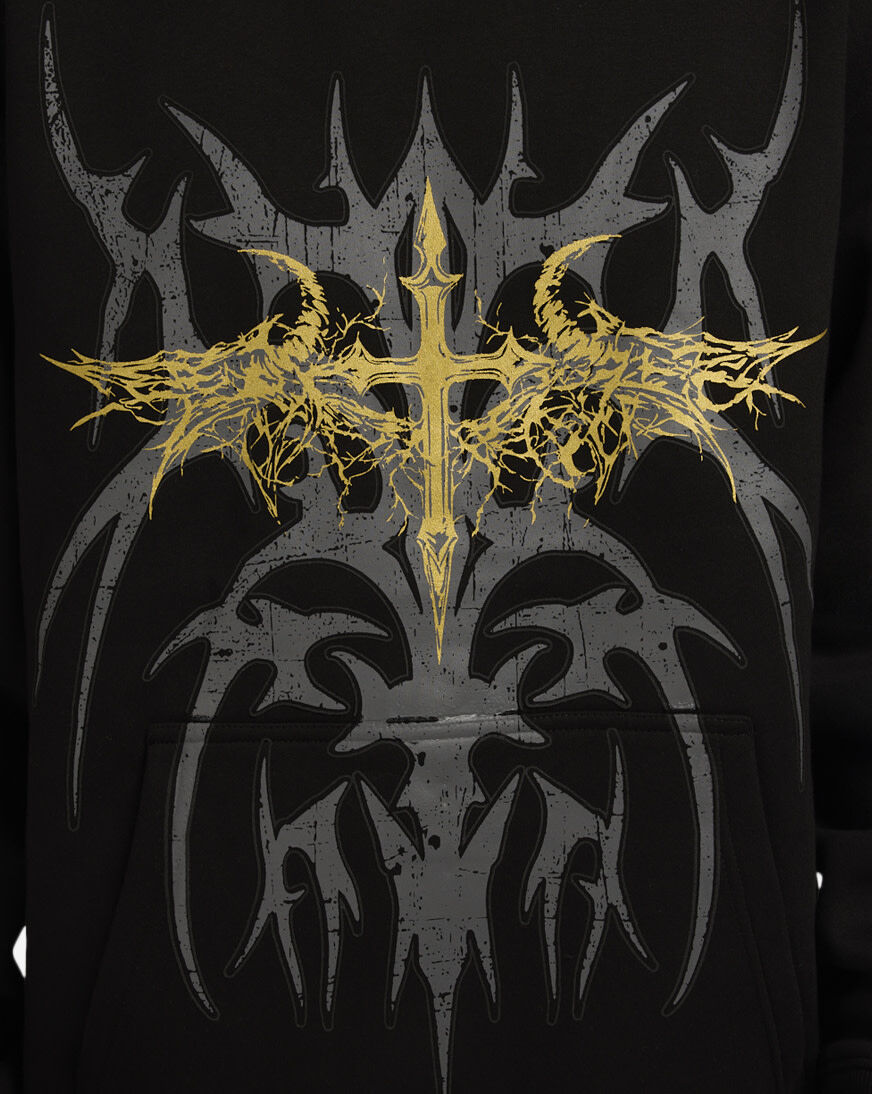 Shop Decibel Gilded Cross Hoodie DCB005-BLK black | SNIPES USA