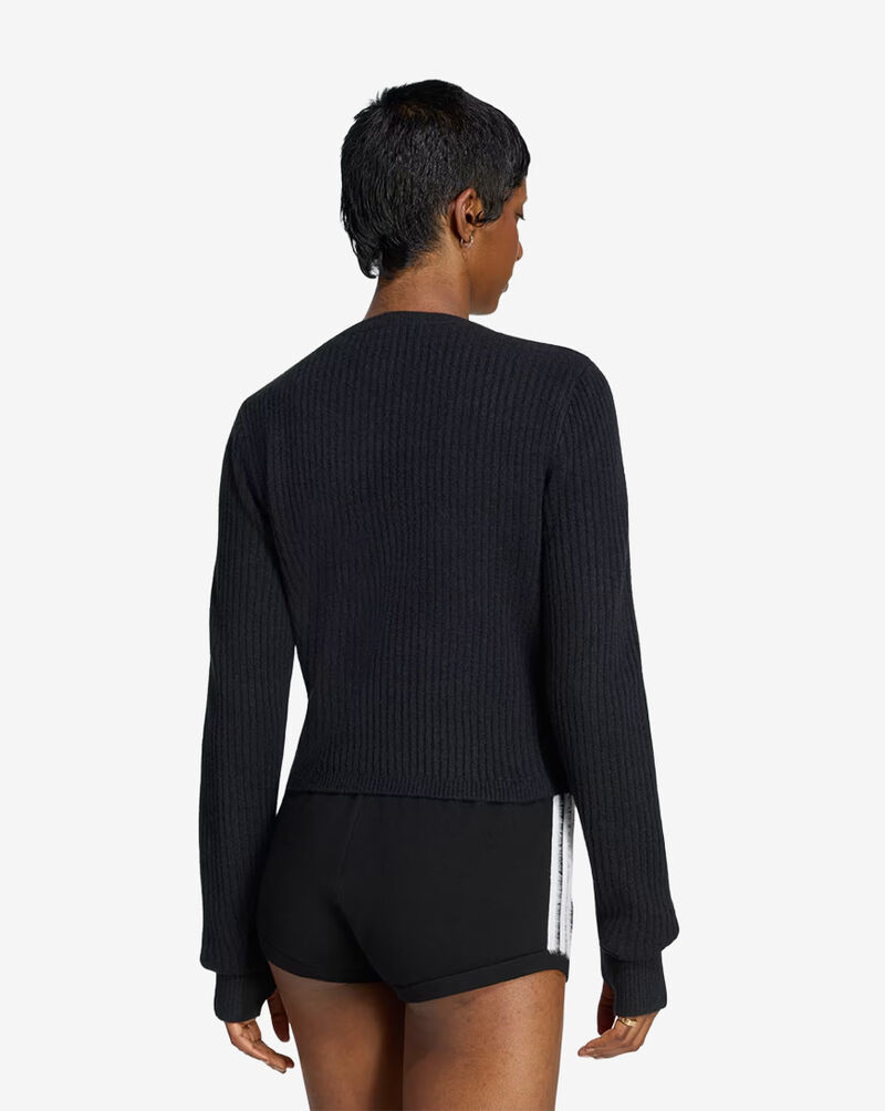 adidas Jennie Knitted Wrap Around Cardigan LD8933-BLKWHT Black 2
