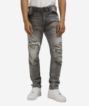 Slim Fit Vintage Wash Rip Repair Jean