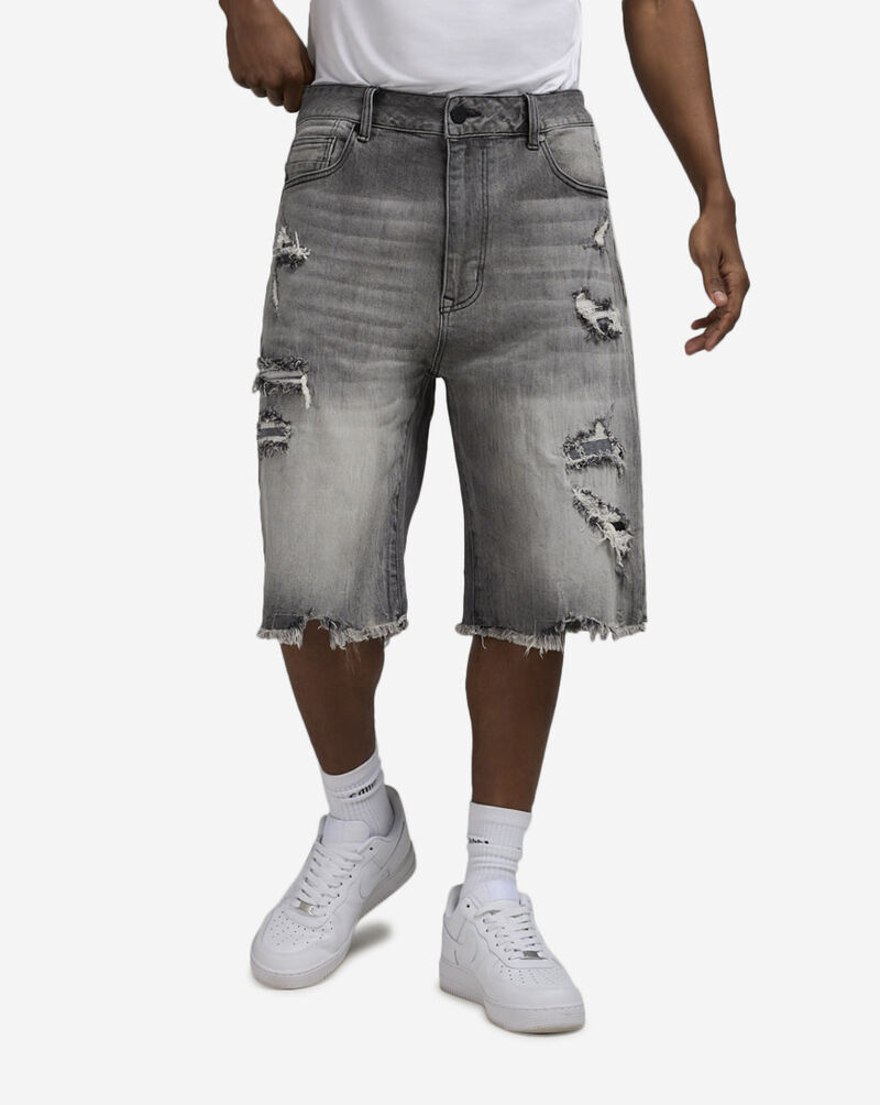 Smoke Rise Skater Fit Denim Shorts JS25423SNZ-BLK Grey 1