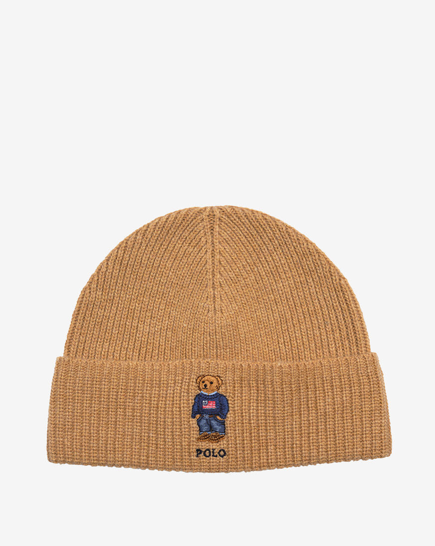Shop Polo Ralph Lauren Solid Flag Bear Beanie PC1565-225 beige