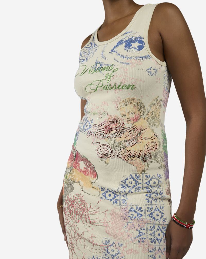 Smoke Rise Printed Rib Tank Dress RKD26S478SNZ-TURTLEDOVE cream 3