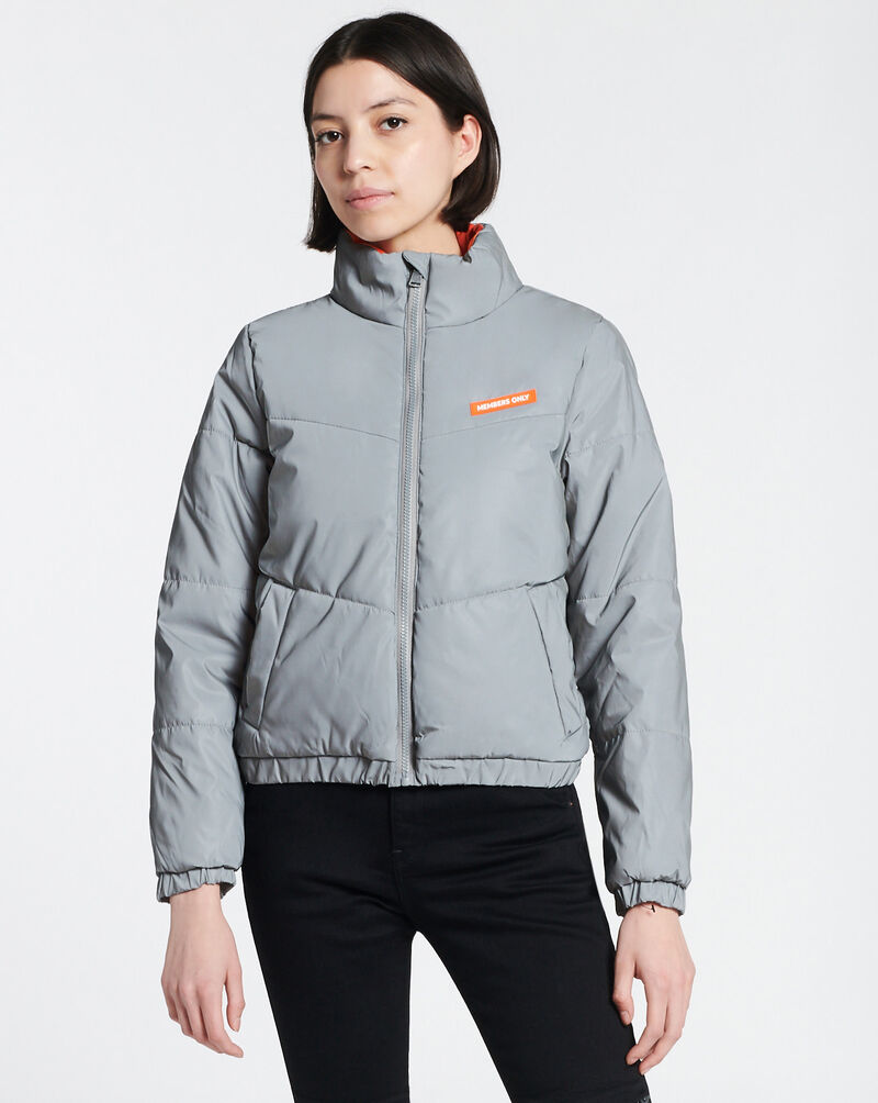 MEMBERS ONLY Reflective High Shine Puffer Jacket ML170114-REF Grey 1
