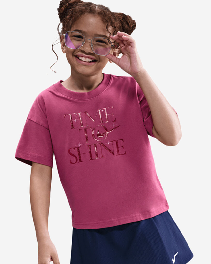 Shop Nike Big Kids' Time to Shine Graphic Tee HV5722-634