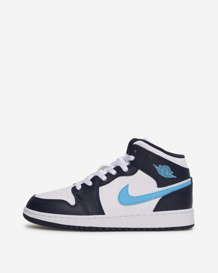 NIKE Air Jordan 1 ライトブルー/ホワイト/ブラック Shop Jordan Big Kids' Air Jordan 1 Mid DQ8423-404 blue | SNIPES USA
