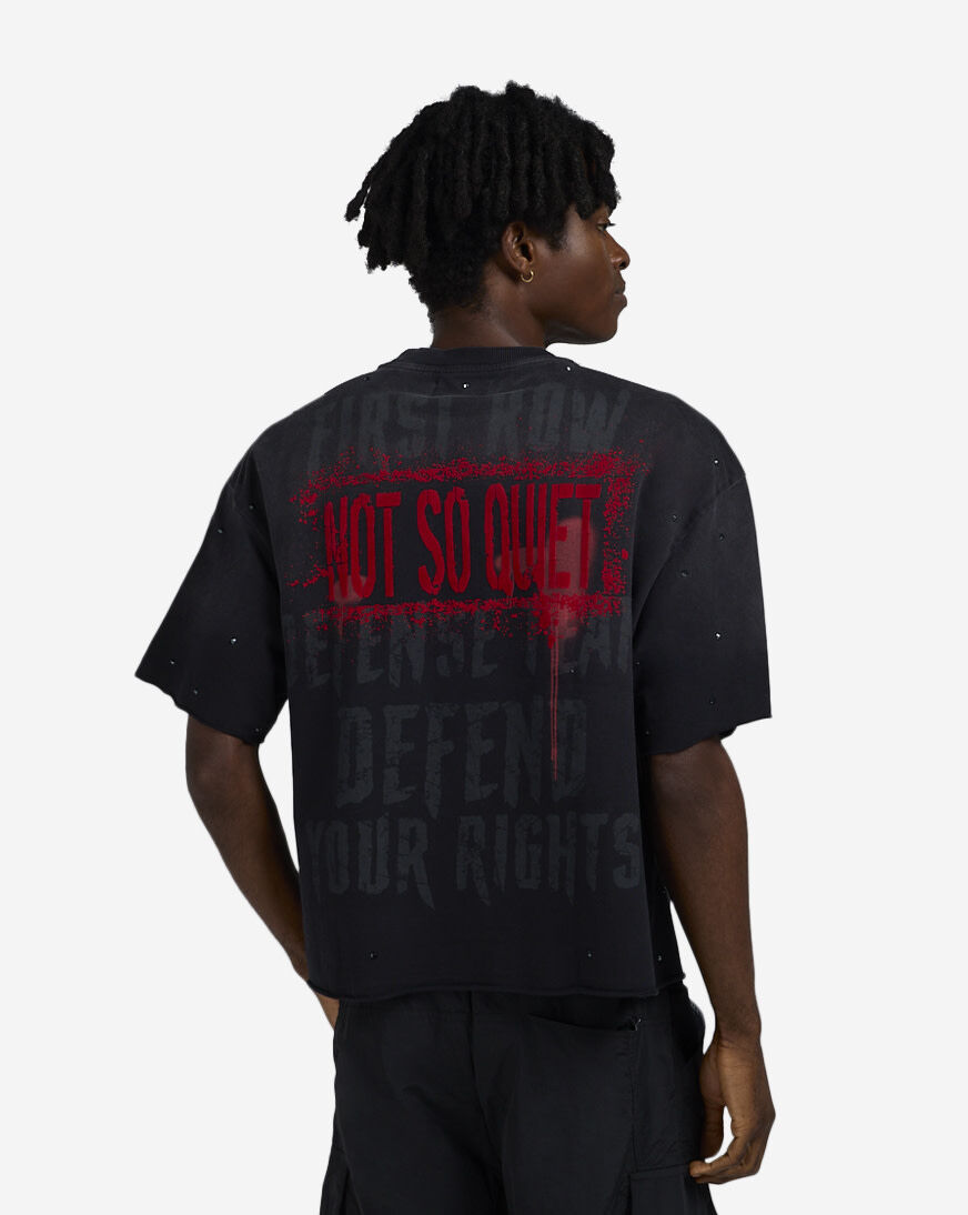 Shop First Row Caution Defense Team Cropped Tee FRM3013S-BLK black