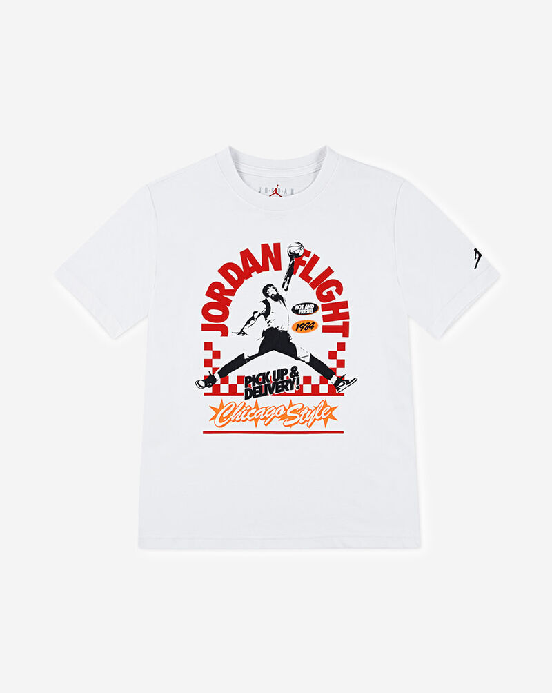 Jordan Big Kids' Pizza Flight Graphic Tee 95F156-001 White 1