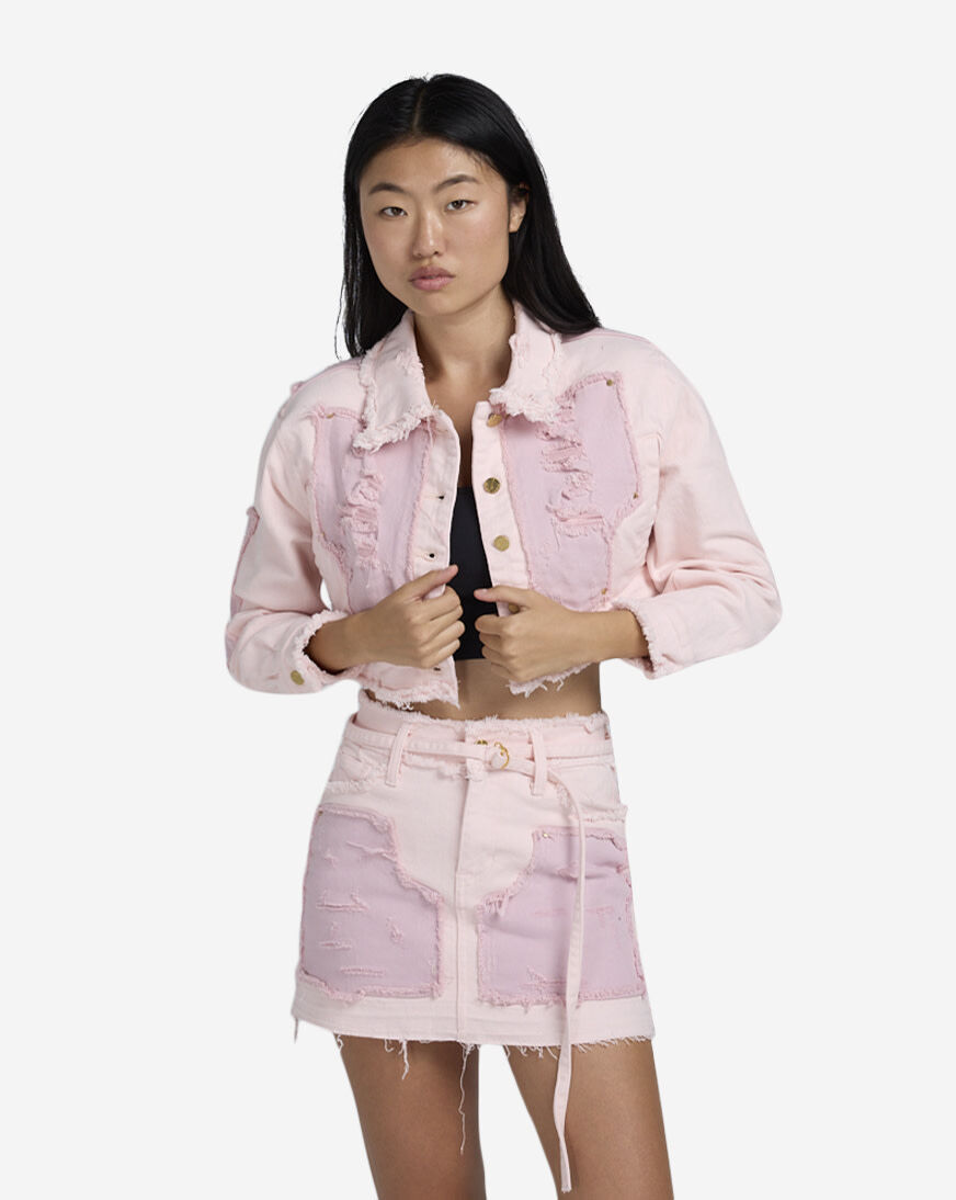Shop First Row Twill Contrast Cropped Jacket FRLJ3001 multi