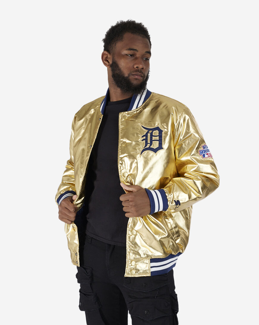 Gold satin jacket mens new arrivals