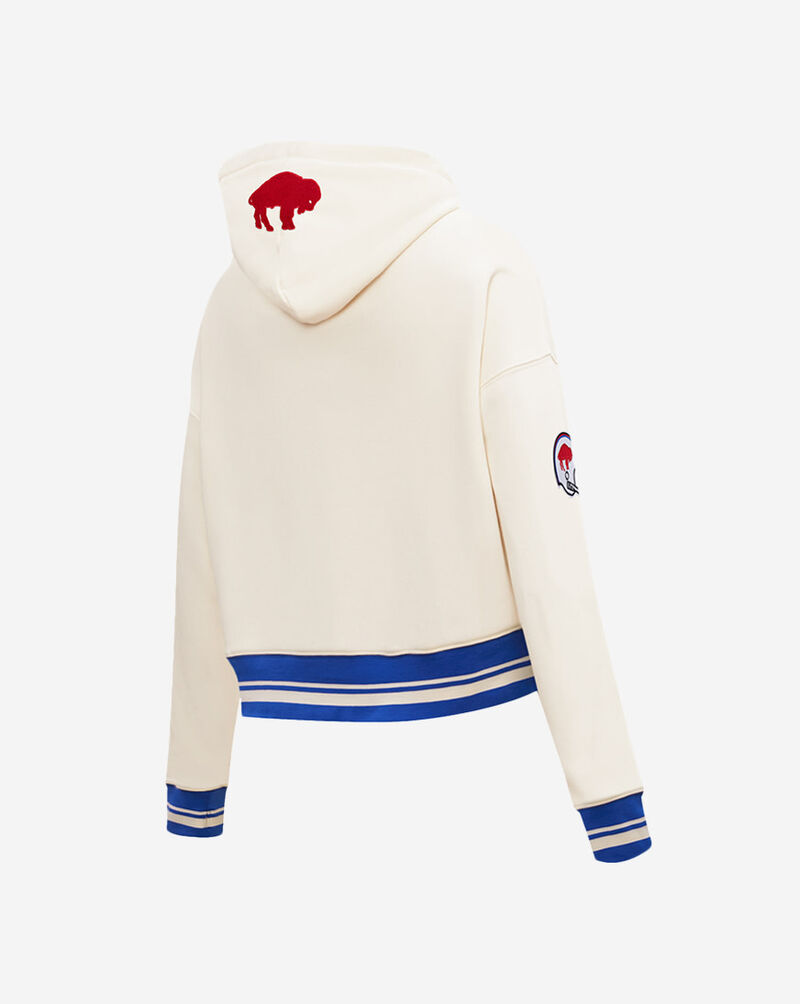 PRO STANDARD Buffalo Bills Retro Fleece Cropped Pull Over Hoodie FBBC43992-ERB cream 3