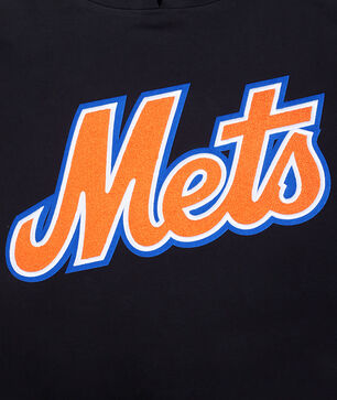 New York Mets Classic Chenille Double Knit Short Sleeve Pull Over Hoodie