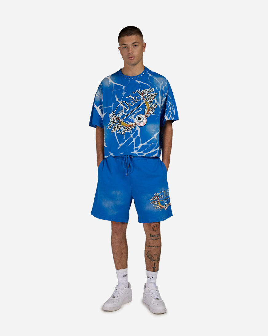Shop Von Dutch Chrome Electric Eyeball Shorts VND3B0183SN-BLU blue