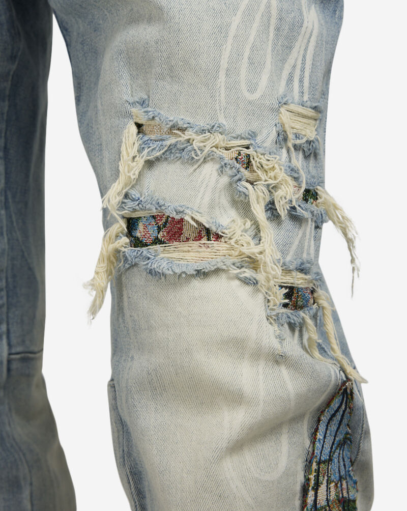 Smoke Rise Tapestry Flame Fashion Straight Jeans JP25114SNZ-BLU Blue 3