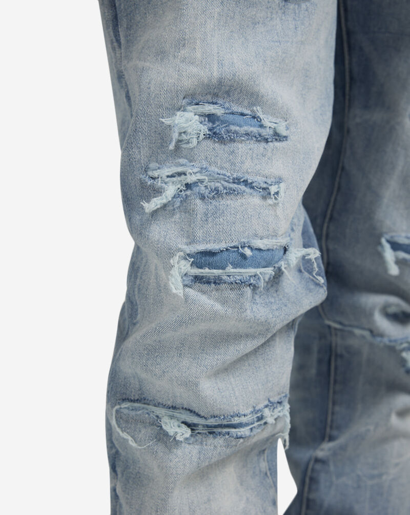 Jordan Craig Distressed Rip and Repair 5-Pocket Jeans JS1217-SKY Blue 3