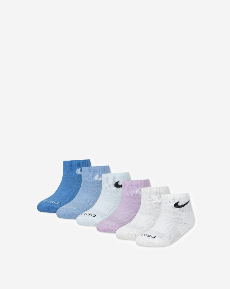 Nike Little Kids' Dri-FIT Performance Basics 6Pk Quarter Socks UN0018-UAV Multi 1