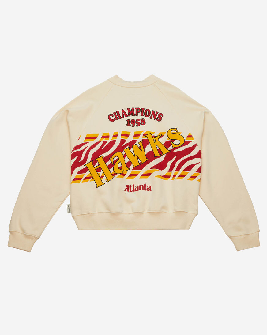 Shop Mitchell Ness Melody Eshani Raglan Pullover Atlanta Hawks