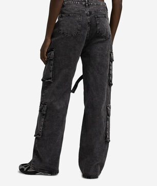 4Pkt Criss Cross Straps Cargo Denim