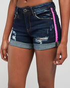 Sequins Taping Denim Shorts