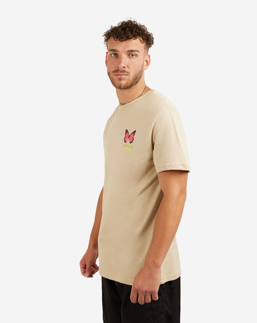 Shop Graphic Tees Limitless Butterfly Tee MTUS013 beige
