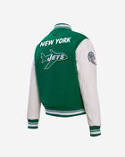 PRO STANDARD New York Jets Retro Classic Rib Wool Varsity Jacket FNJH410285-KWH Green 3