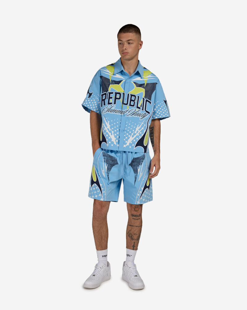 Smoke Rise Republic Windbreaker Shorts  WS26S451SN-BLU Blue 4