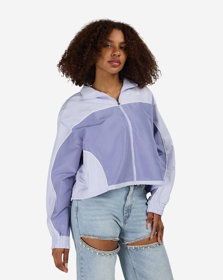 Shop New Balance Trackside Woven Jacket WJ6279FY-DSV purple