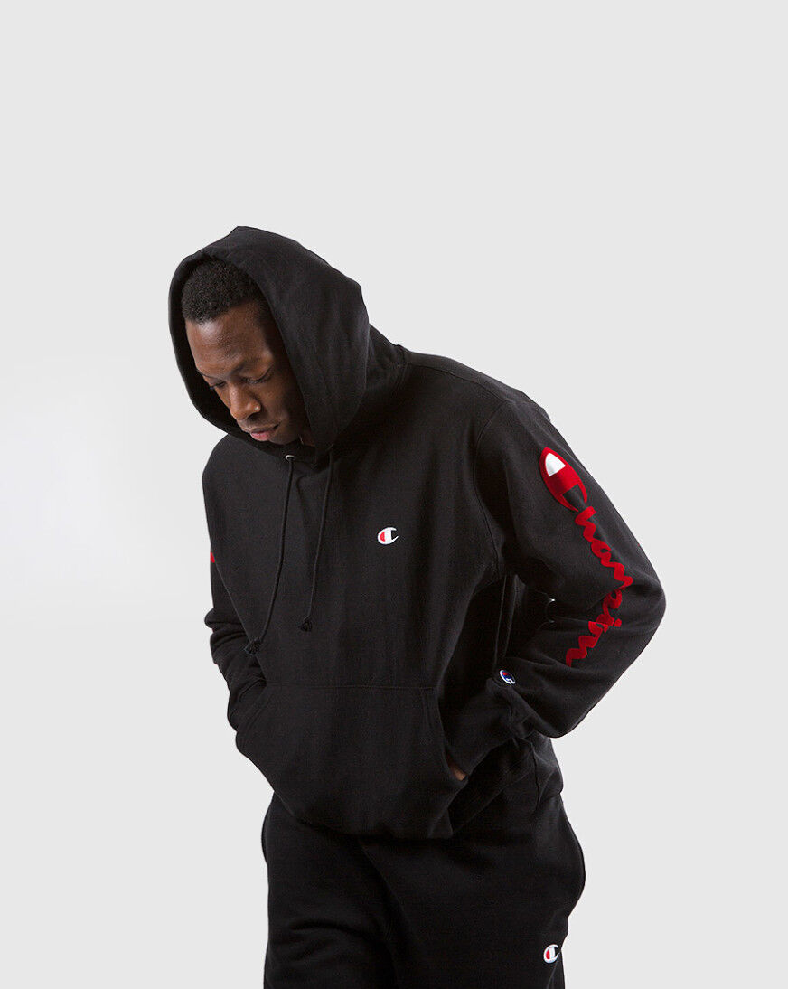 champion reverse weave oversized flock pullover hoodie