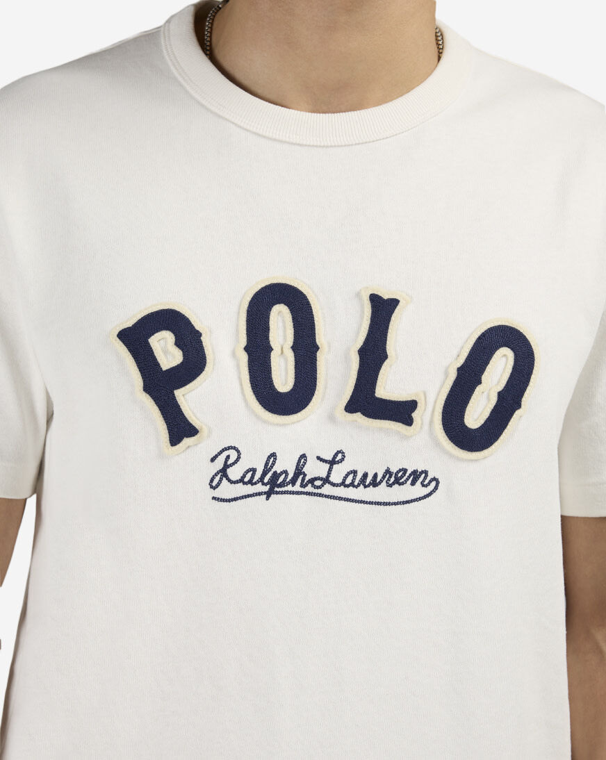 Shop Polo Ralph Lauren Polo Chain Stitched RL Tee 710P07349005-WHT