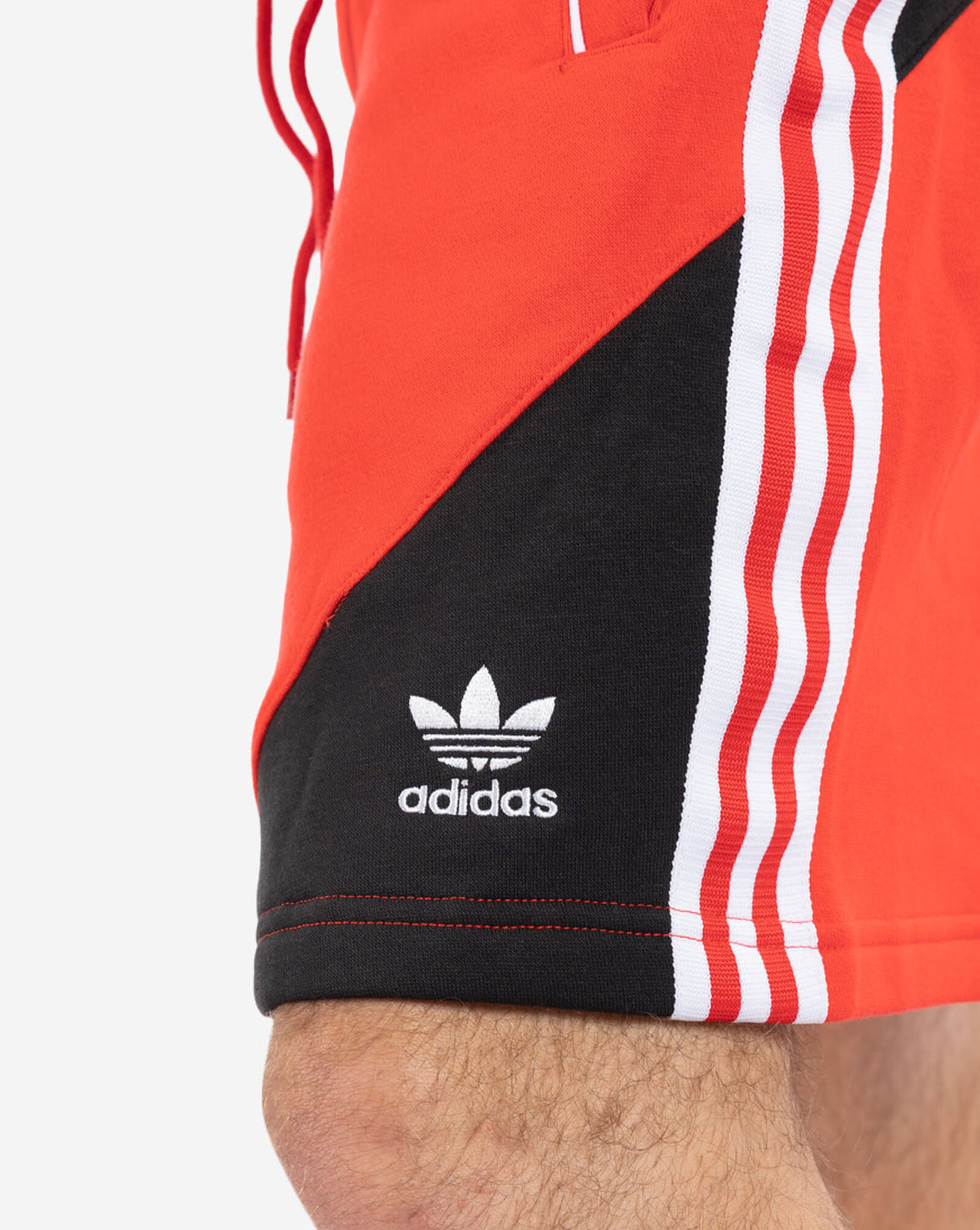 red adidas fleece shorts
