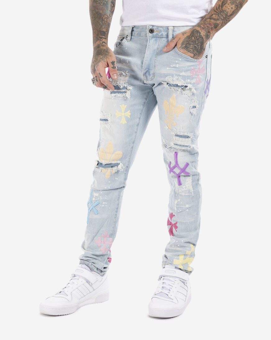 Smoke Rise Paint Denim Jeans Mens 