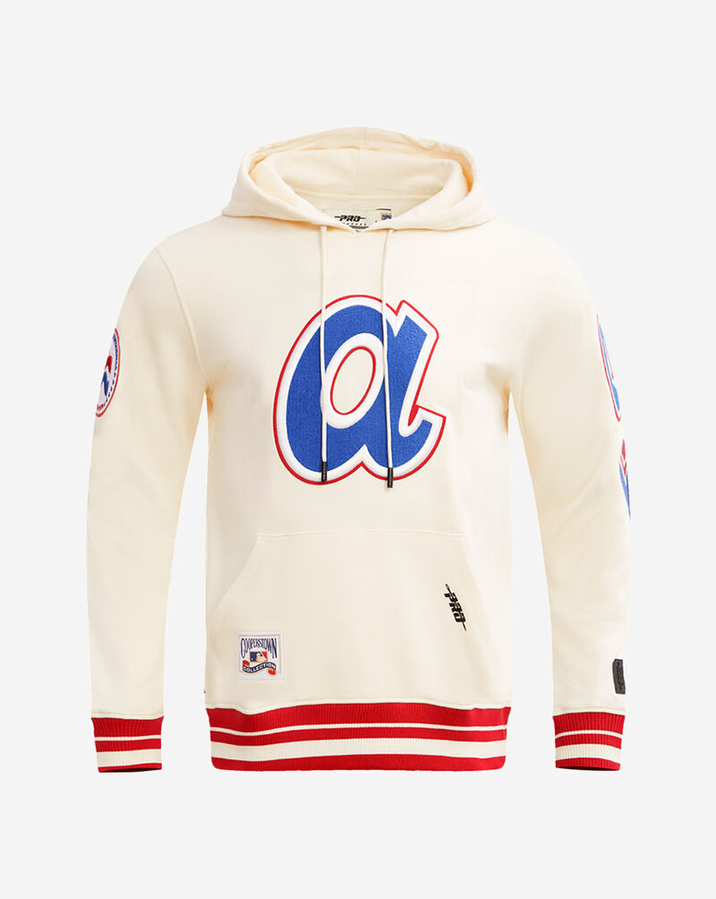 PRO STANDARD Atlanta Braves Retro Classic Fleece Pull Over Hoodie LAB535311-ERD Beige 1