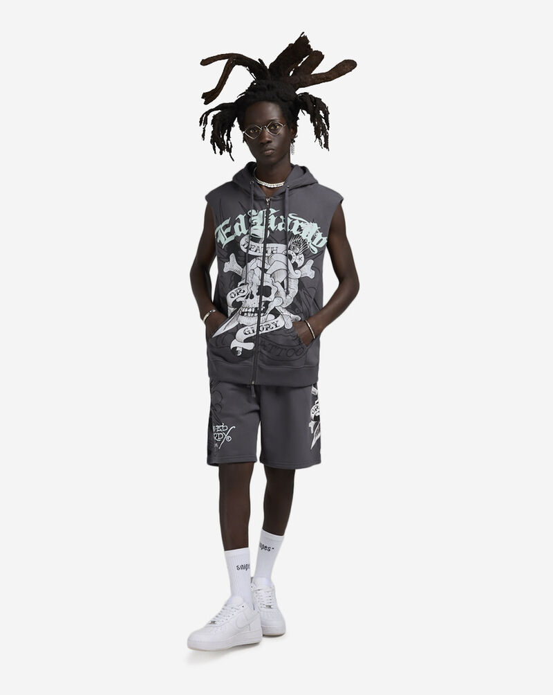 Ed Hardy Skull Fleece Shorts EHM8100-17-CHA Grey 4