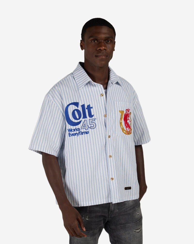 Preme Colt 45 Woven Shirt PRWT122-BLU Blue 1