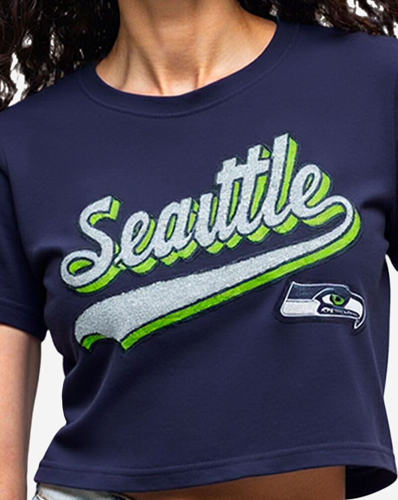 PRO STANDARD Seattle Seahawks Script Tail Boxy Tee FSSA410211-MDN Blue 2