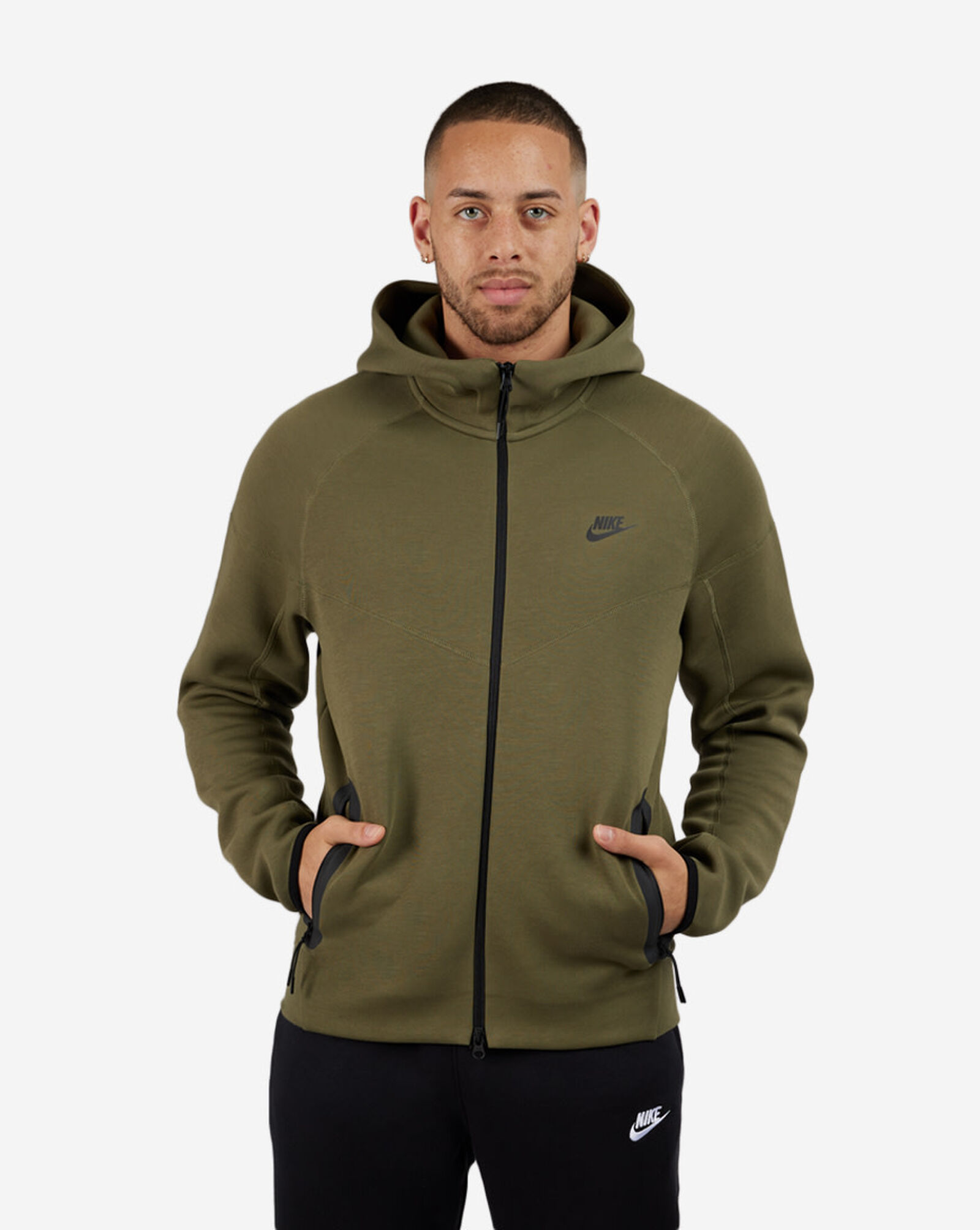 Nike Tech Fleece Windrunner Hoodie Zip Rough Olive Green Black Mens L