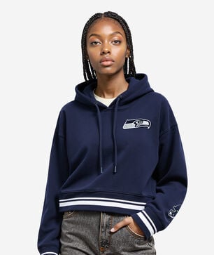 Seattle Seahawks Mash Up Rib Fleece Cropped Pull Over Hoodie