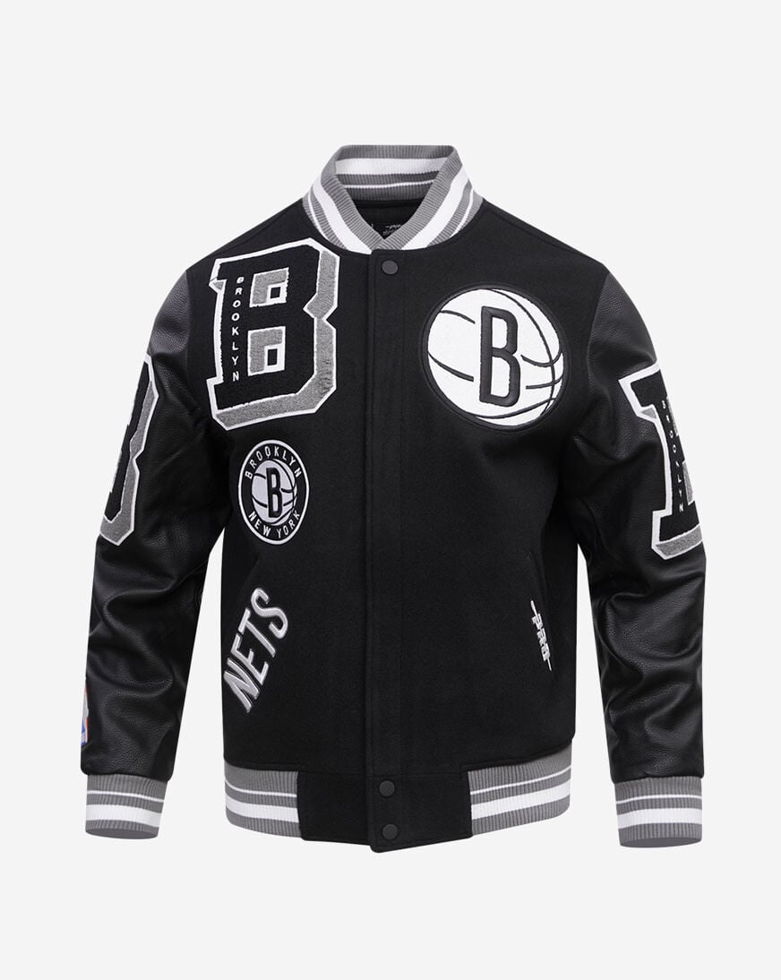 Shop PRO STANDARD Brooklyn Nets Mash Up Rib Wool Varsity Jacket