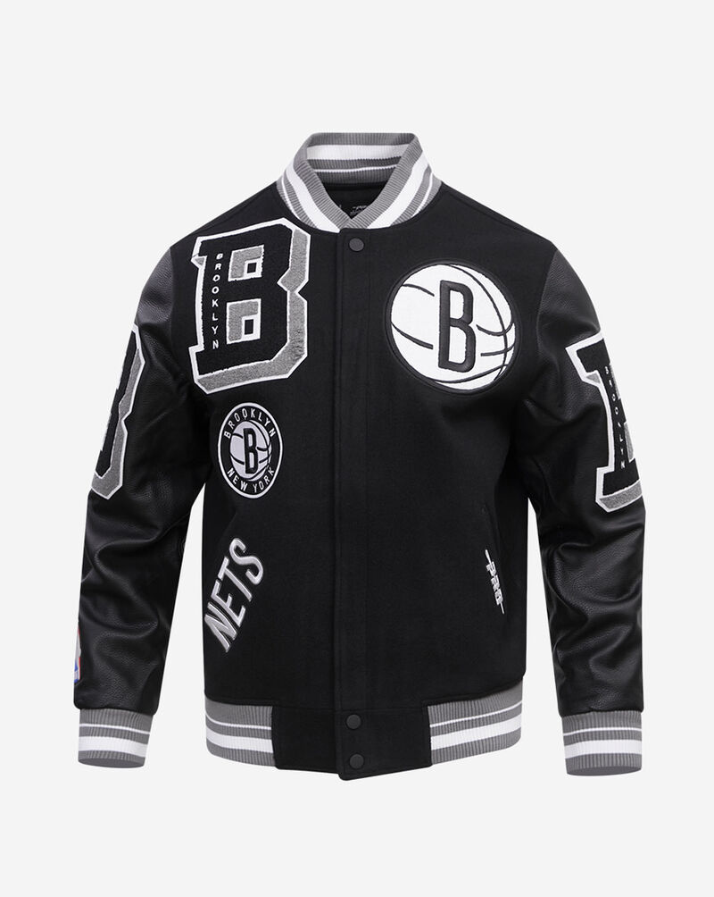 PRO STANDARD Brooklyn Nets Mash Up Rib Wool Varsity Jacket BBN6515681-BGY Black 1
