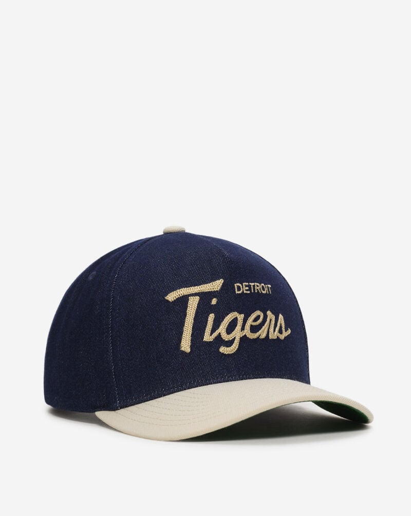 Mitchell  Ness Detroit Tigers Pro Pinch Denim Chainstitch Snapback Hat HP14680-DTIDNCR Blue 1