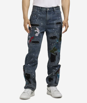 Paint Splatter Rip and Repair Jeans